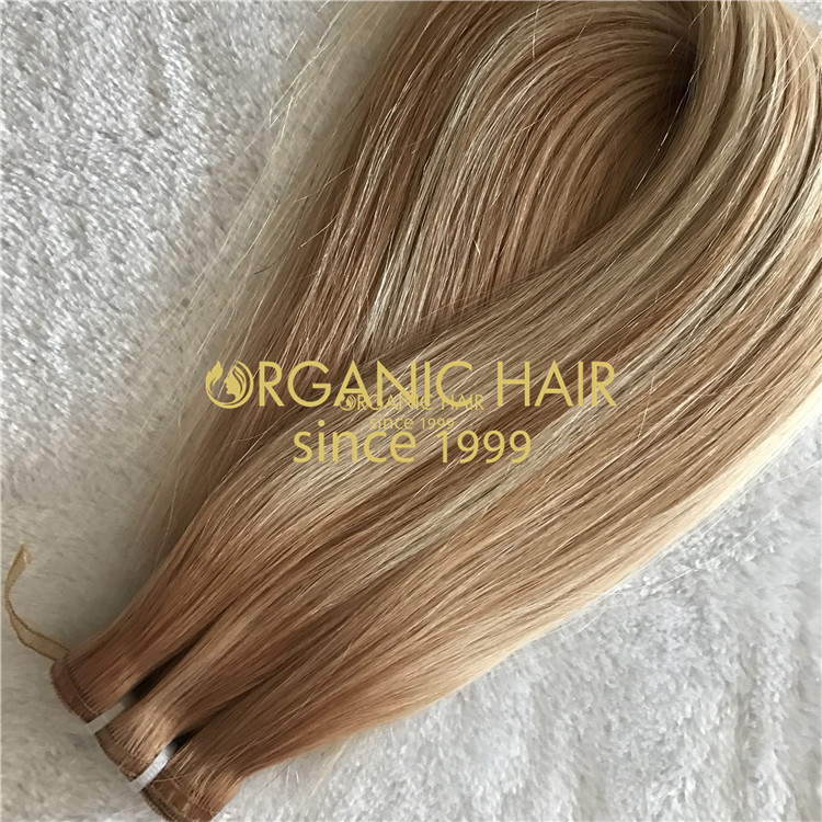 Highlighted flat weft hair extensions H124